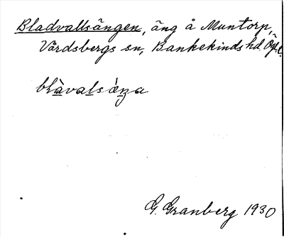 Bild på arkivkortet för arkivposten Bladvallsängen