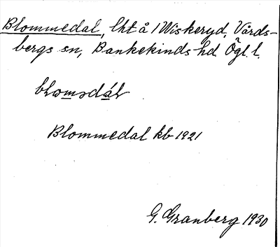 Bild på arkivkortet för arkivposten Blommedal