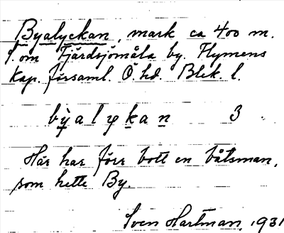Bild på arkivkortet för arkivposten Byalyckan