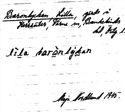 Bild på arkivkortet för arkivposten Baronlyckan, Lilla