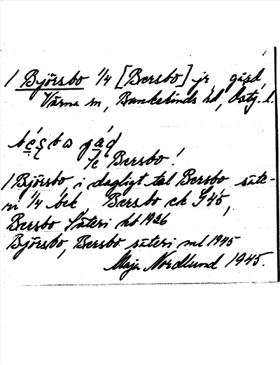 Bild på arkivkortet för arkivposten Björsbo [Bersbo]
