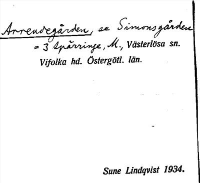 Bild på arkivkortet för arkivposten Arrendegården, se Simonsgården