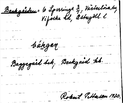Bild på arkivkortet för arkivposten Backgården = 6 Sperringe
