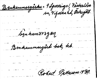 Bild på arkivkortet för arkivposten Benkammargården = 9 Sperringe