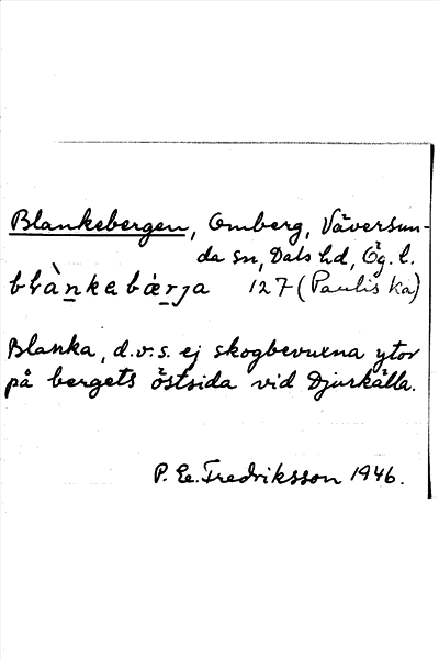 Bild på arkivkortet för arkivposten Blankebergen