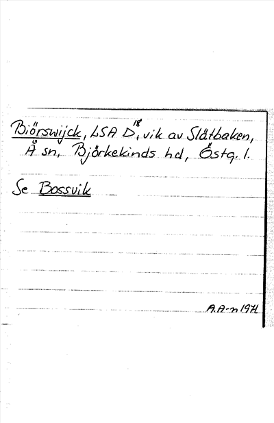 Bild på arkivkortet för arkivposten Biörswijck, se Bossvik