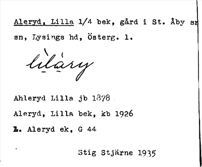 Bild på arkivkortet för arkivposten Aleryd, Lilla