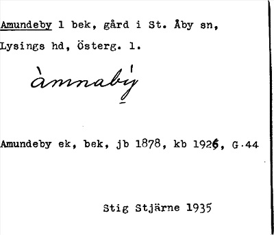 Bild på arkivkortet för arkivposten Amundeby