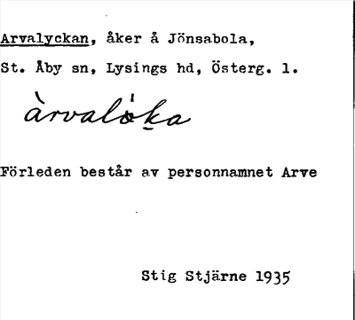 Bild på arkivkortet för arkivposten Arvalyckan