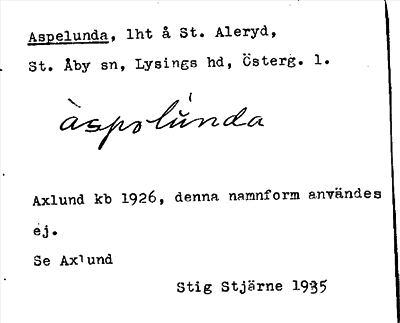 Bild på arkivkortet för arkivposten Aspelunda