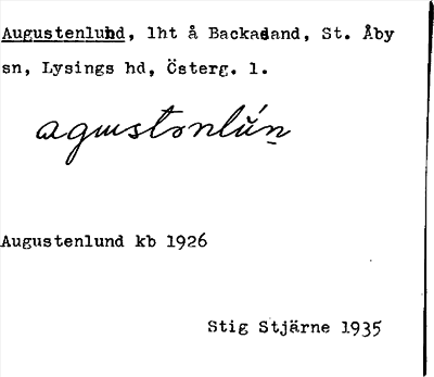 Bild på arkivkortet för arkivposten Augustenlund