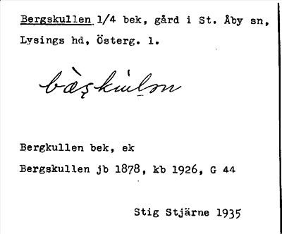 Bild på arkivkortet för arkivposten Bergskullen