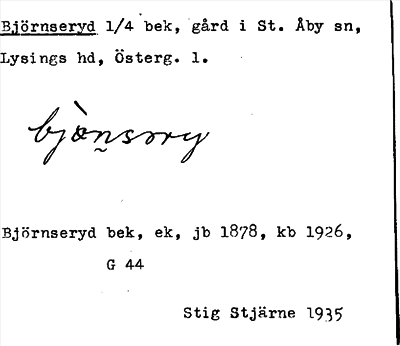 Bild på arkivkortet för arkivposten Björnseryd