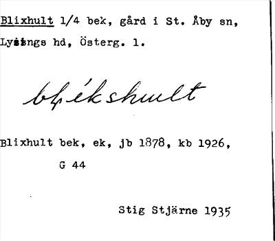 Bild på arkivkortet för arkivposten Blixhult