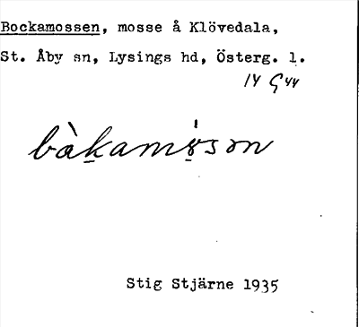 Bild på arkivkortet för arkivposten Bockamossen