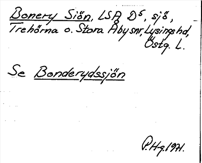 Bild på arkivkortet för arkivposten Bonery Siön, Se Bonderydssjön