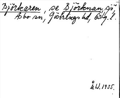 Bild på arkivkortet för arkivposten Björkaren, se Björknan
