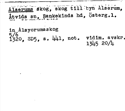 Bild på arkivkortet för arkivposten Alserums skog