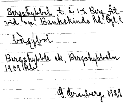 Bild på arkivkortet för arkivposten Bergshybbel