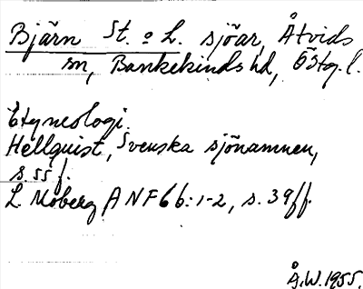 Bild på arkivkortet för arkivposten Bjärn St. o L.