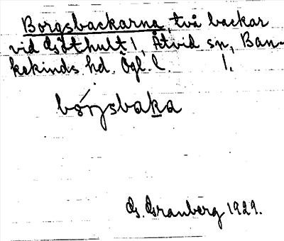 Bild på arkivkortet för arkivposten Borgsbackarna