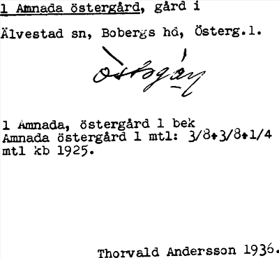 Bild på arkivkortet för arkivposten Amnada östergård