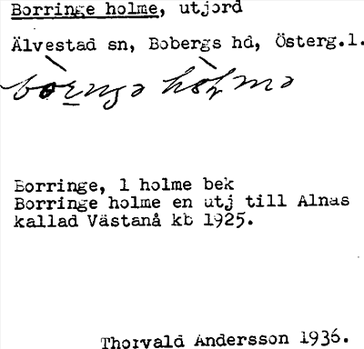 Bild på arkivkortet för arkivposten Borringe holme
