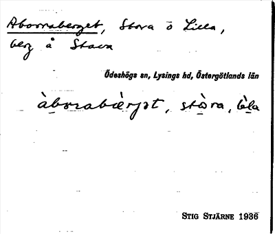 Bild på arkivkortet för arkivposten Aborraberget, Stora o. Lilla