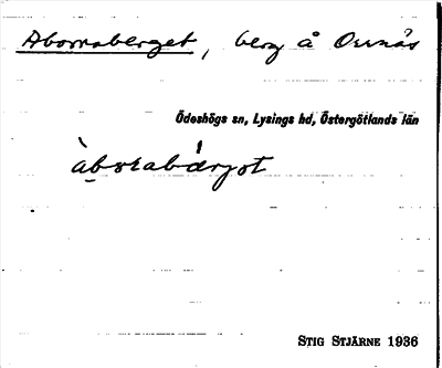 Bild på arkivkortet för arkivposten Aborraberget