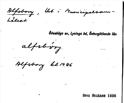 Bild på arkivkortet för arkivposten Alfsborg