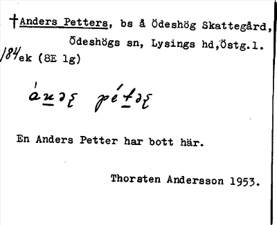 Bild på arkivkortet för arkivposten +Anders Petters