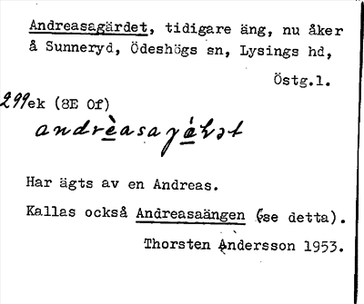 Bild på arkivkortet för arkivposten Andreasagärdet