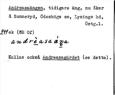 Bild på arkivkortet för arkivposten Andreasaängen