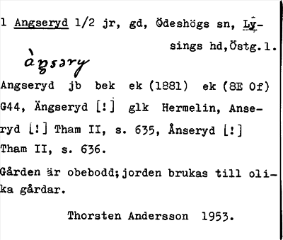 Bild på arkivkortet för arkivposten Angseryd