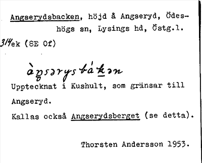 Bild på arkivkortet för arkivposten Angserydsbacken