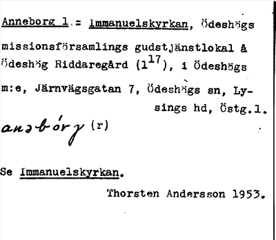 Bild på arkivkortet för arkivposten Anneborg = Immanuelskyrkan