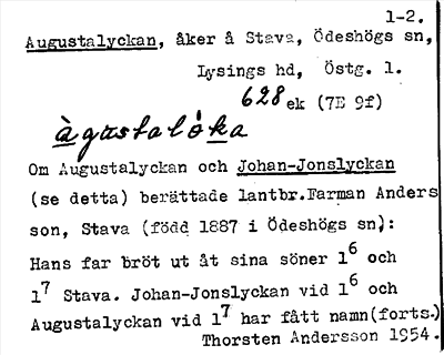 Bild på arkivkortet för arkivposten Augustalyckan