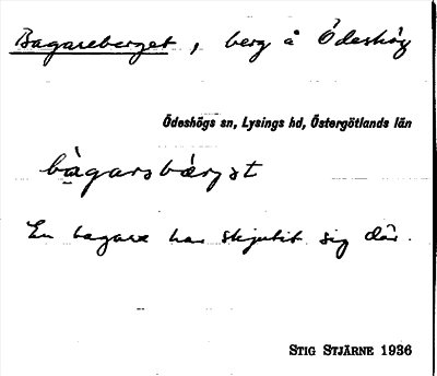 Bild på arkivkortet för arkivposten Bagareberget
