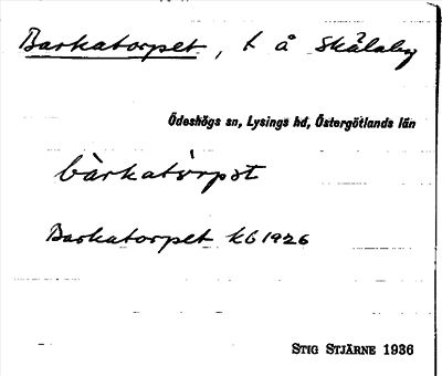 Bild på arkivkortet för arkivposten Barkatorpet
