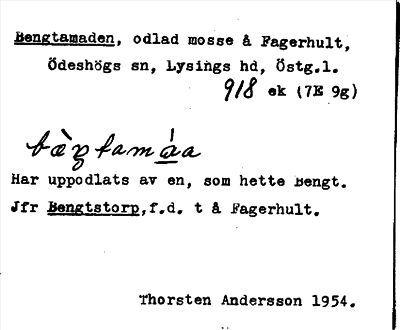Bild på arkivkortet för arkivposten Bengtamaden