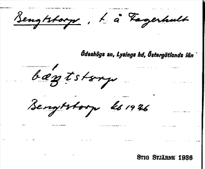 Bild på arkivkortet för arkivposten Bengtstorp