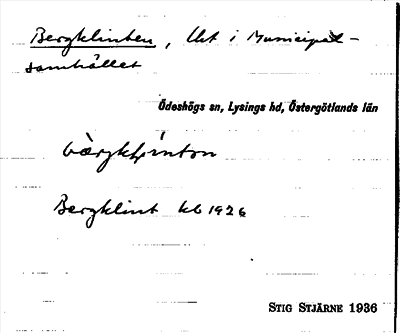 Bild på arkivkortet för arkivposten Bergklinten