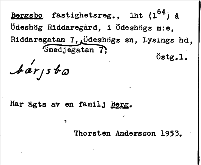 Bild på arkivkortet för arkivposten Bergsbo
