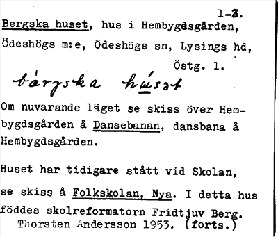 Bild på arkivkortet för arkivposten Bergska huset