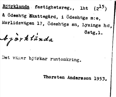 Bild på arkivkortet för arkivposten Björklunda