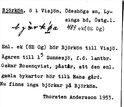 Bild på arkivkortet för arkivposten Björkön
