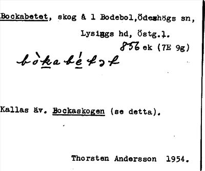 Bild på arkivkortet för arkivposten Bockabetet