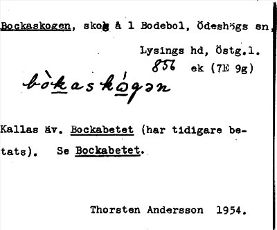 Bild på arkivkortet för arkivposten Bockaskogen