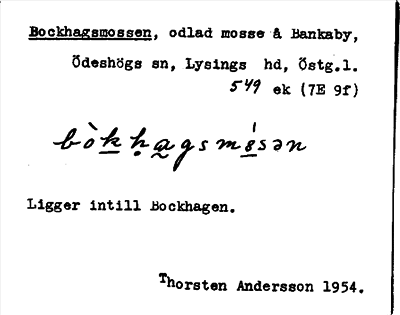 Bild på arkivkortet för arkivposten Bockhagsmossen