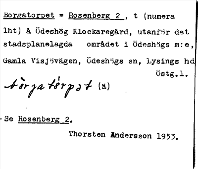 Bild på arkivkortet för arkivposten Borgatorpet = Rosenberg